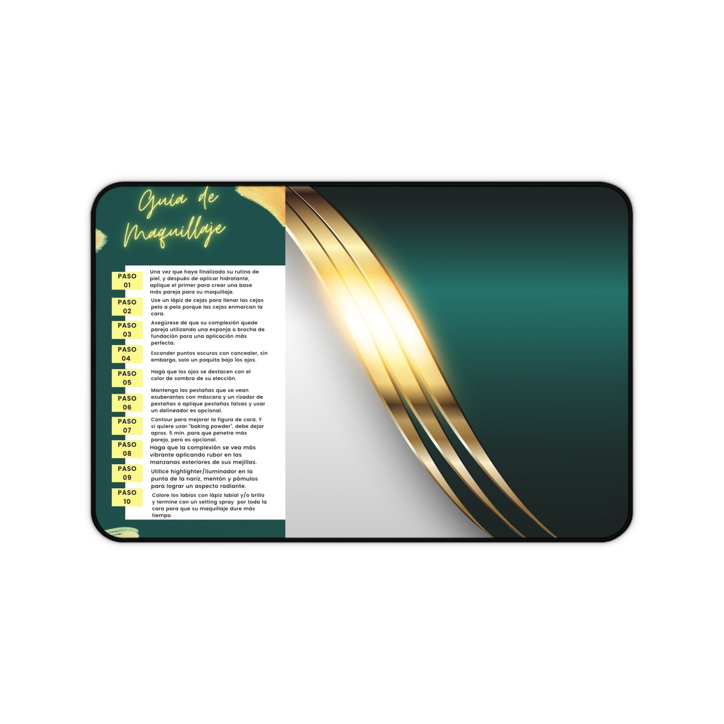 Step by Step Makeup Guide Spanish Green/Gold Vanity Mats by NNN